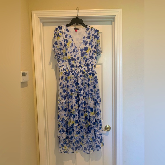 Vince Camuto Blue and Yellow Floral High Low Dress - Picture 2 of 5